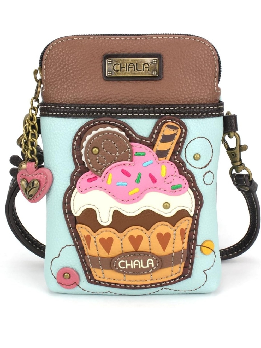 Chala Cupcake Crossbody Bag - Light Blue, Brown, Pink & Tan
